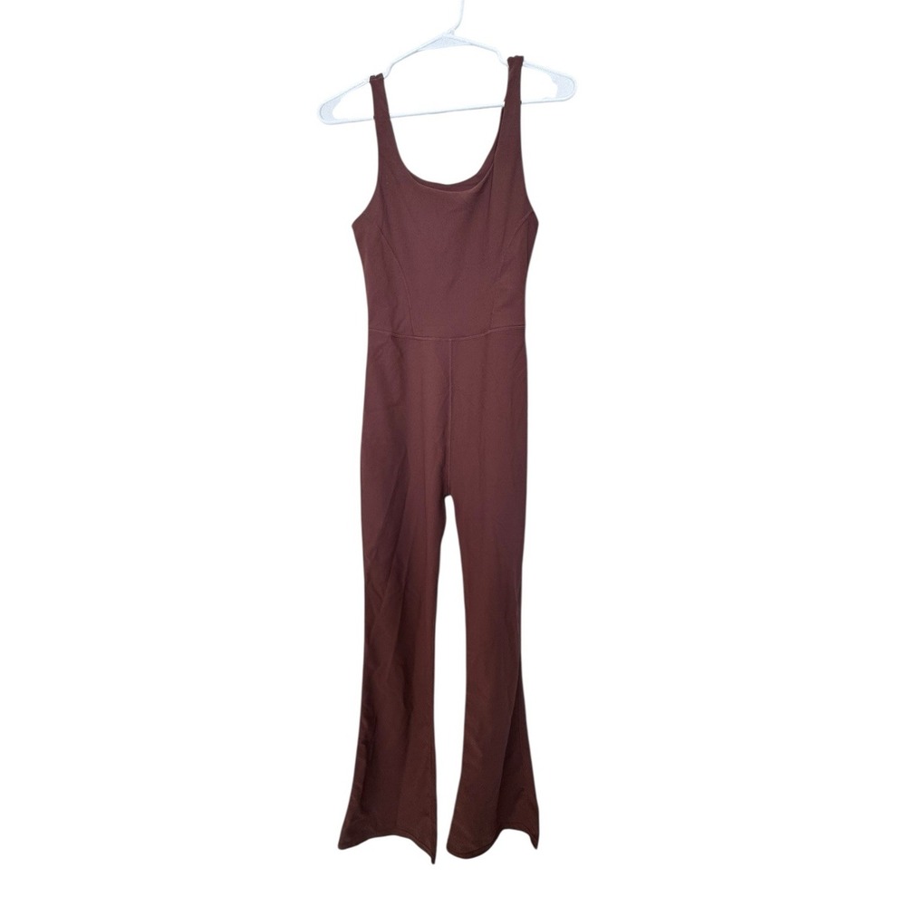 Wilo the Label Women Flare Jumpsuit M Brown Athletic Travel Workout Loungewear‎